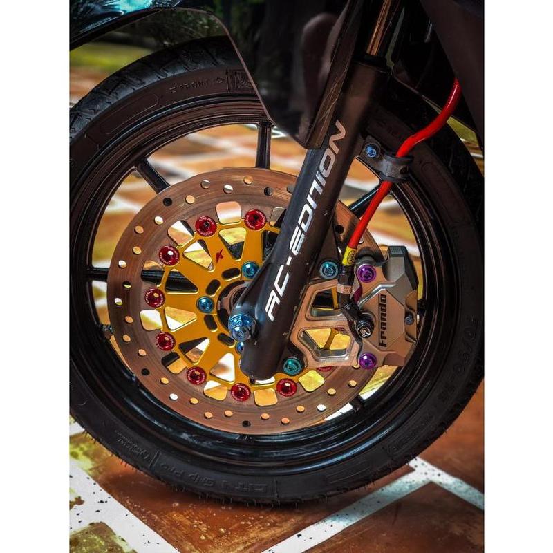 Combo Vario Vision 3 món Đĩa kingdrag size 267mm đi mâm 4 lỗ + heo Frando 2pis bạc + pát CNC tặng 2 ốc salaya