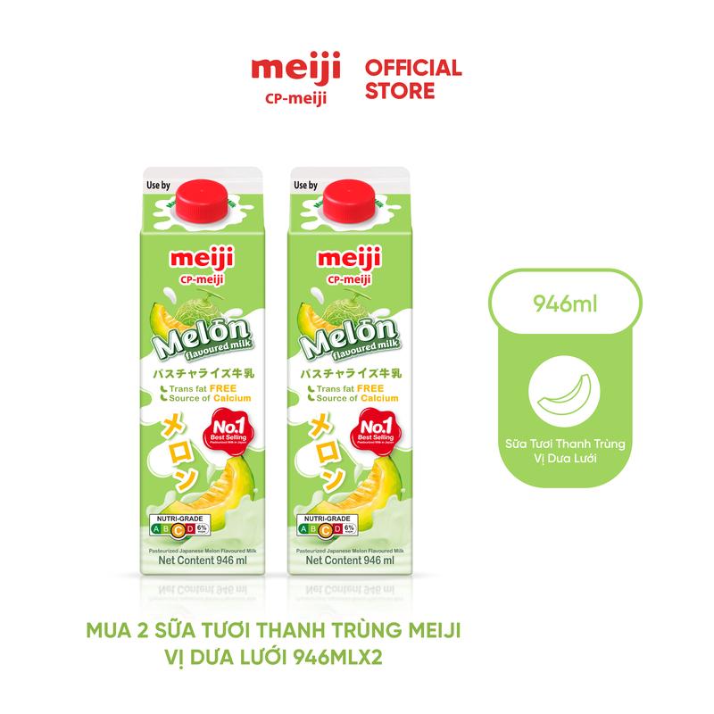 Sữa Tươi Thanh Trùng Meiji Nhật vị dưa lưới 946ml - Combo 2 hộp 0