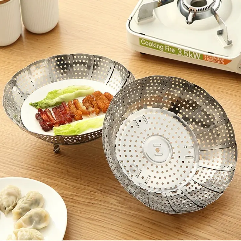 Vỉ Hấp Tròn Inox Gấp Gọn, Xửng Hấp Đồ Xôi Inox 304 Gấp Gọn Tiện Lợi 7