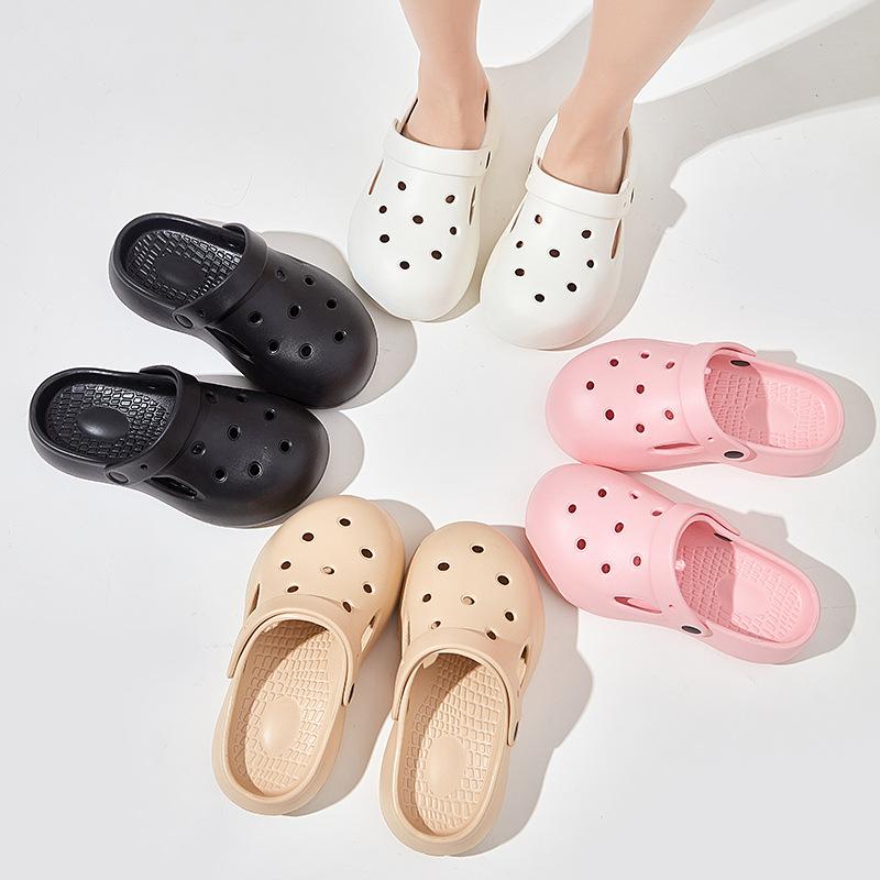 Guốc Thoáng Khí Đế Dày, 5cm, Dành Cho Nữ, Thích Hợp Cho Mùa Hè, Sử Dụng Trong Nhà Và Ngoài Trời, Không Trơn Trượt, Dép Bãi Biển Thường Ngày Thiết Kế Mềm Mại, Phong Cách Mới Cho Năm 2024 DéP Shoes GiàY 1