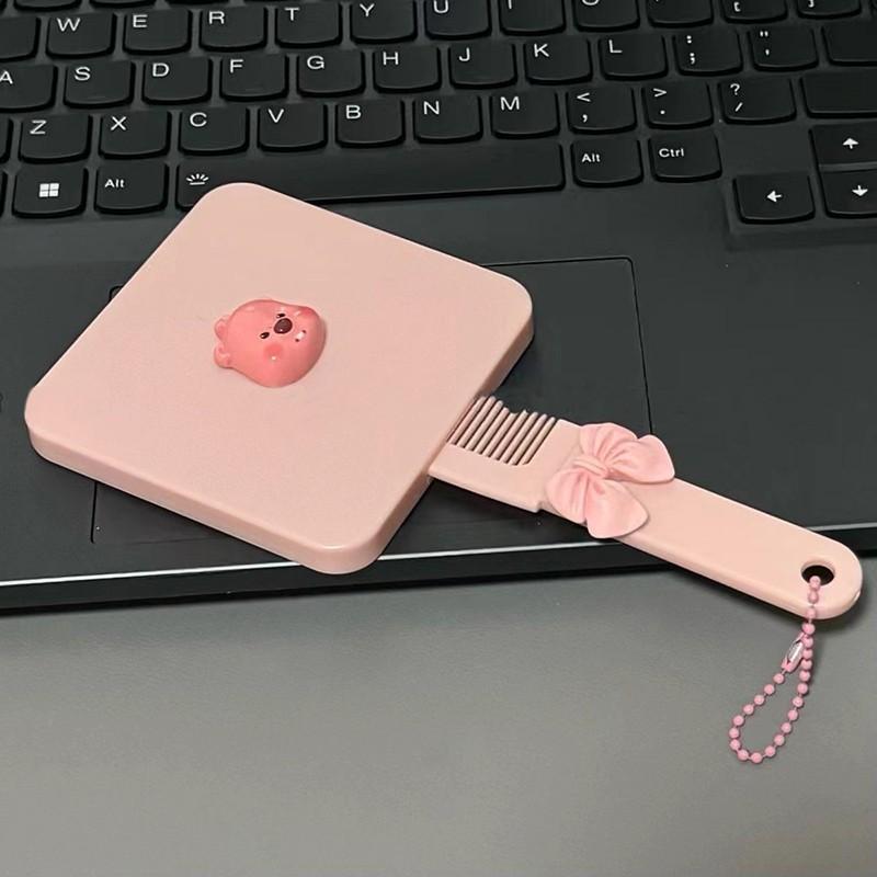 Gương Trang Điểm, Cầm Tay, Thiết Kế Loopy Màu Hồng, Có Lược, Tay Cầm Hình Tứ Giác Hoạt Hình, Thích Hợp Làm Quà Tặng Cho Bé Gái, Gương Mỹ Phẩm, Gương Trang Điểm, Dụng Cụ Mỹ Phẩm 4