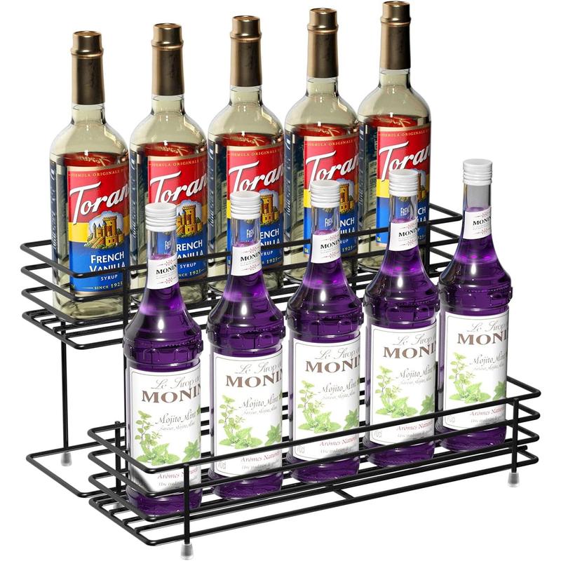 Coffee Syrup Organizer 2 Tier Syrup Bottle Holder Rack for Coffee Bar ...