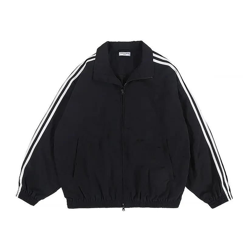 JACKET TRACK DISTRO / JACKET WINBREAKER COAT / JACKET PARASUT SHOFT SIDE STRIPE Fashion XL Outdoor