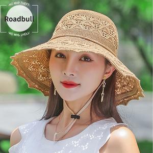 ROADBULL2026新作夏を使うMaiわら帽子,波形の日よけ帽子,女性を使うリボン払ういきアウトドアビーチ用つば広い帽子,ひどいひどい日焼けけけ帽子をアンチぐ