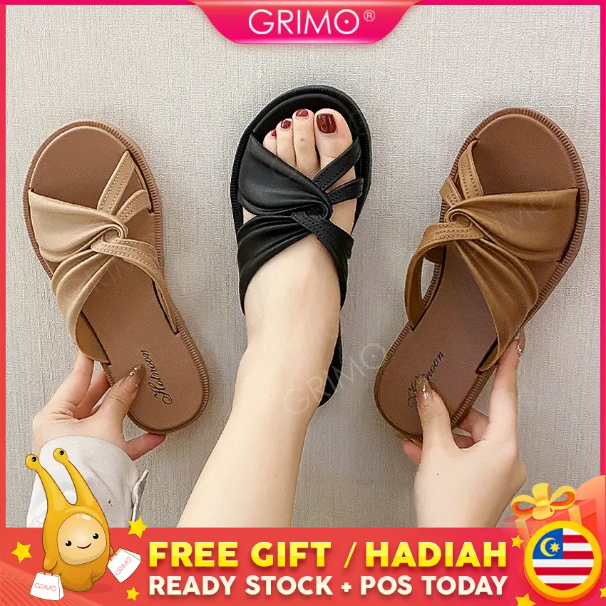 READY STOCK GRIMO Dalada Sandal Women's Kasut Slipper Shoe Lady Perempuan Wanita Girl Lawa Casual Comfort Gift ks13482 Raya 2023
