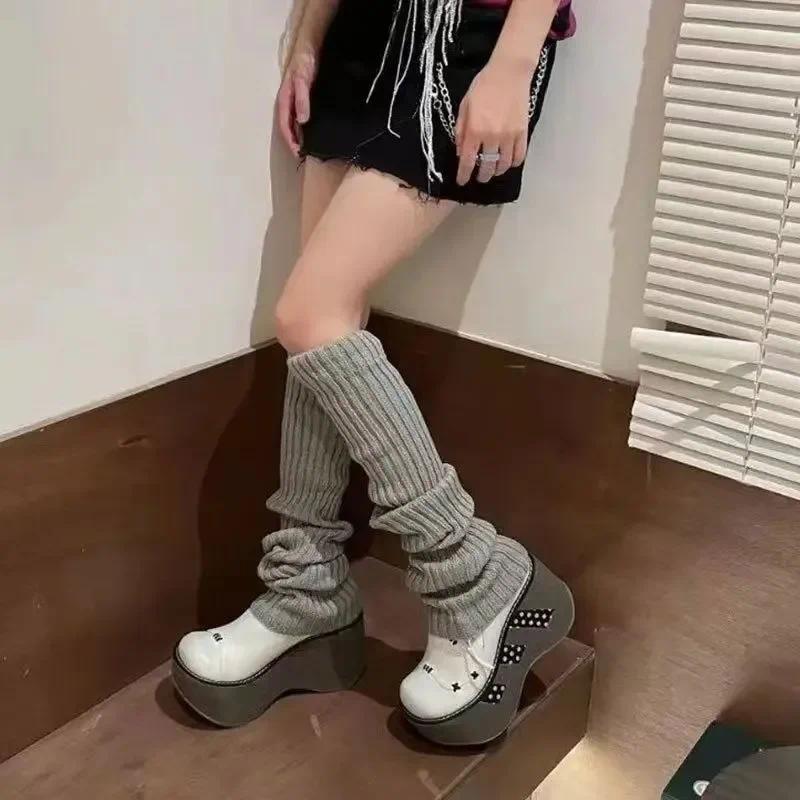 Product Introduction of Tất Giữ Ấm Chân Phong Cách Lolita, Dành Cho Nữ, Tất Dài, Chất Liệu Len Dệt Kim, Che Chân, Giữ Ấm Cánh Tay, Y2K, Thích Hợp Cho Mùa Thu Và Mùa Đông, Tất Len Đan, Tất Tay Áo Khởi Động Women Trắng 0