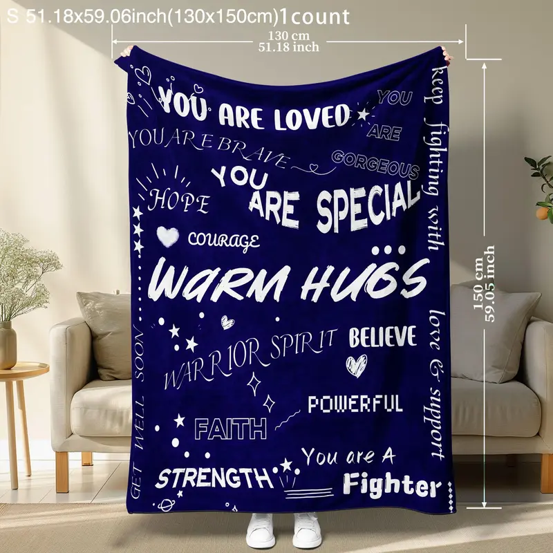 Letter Print Soft Blanket, 1 Count Warm Throw Blanket, Air-conditioned Room Blanket, Warm Nap Blanket for Home Office Travel 2
