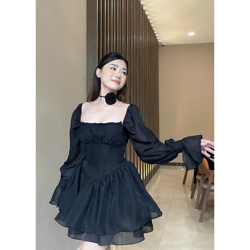 VÁY VOL 2 TẦNG KÈM CHOKER HOA bigsize (45-100kg) hình thật