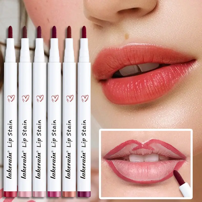Matte Liquid Lip Stain Marker Pencil Long Lasting Waterproof Non Stick Cup Dye Lip Tint Natural Outline Plumping Lip Contour Pen Color Lipliner Makeup Applicator Eyeliner Lightweight Smooth Cosmetic