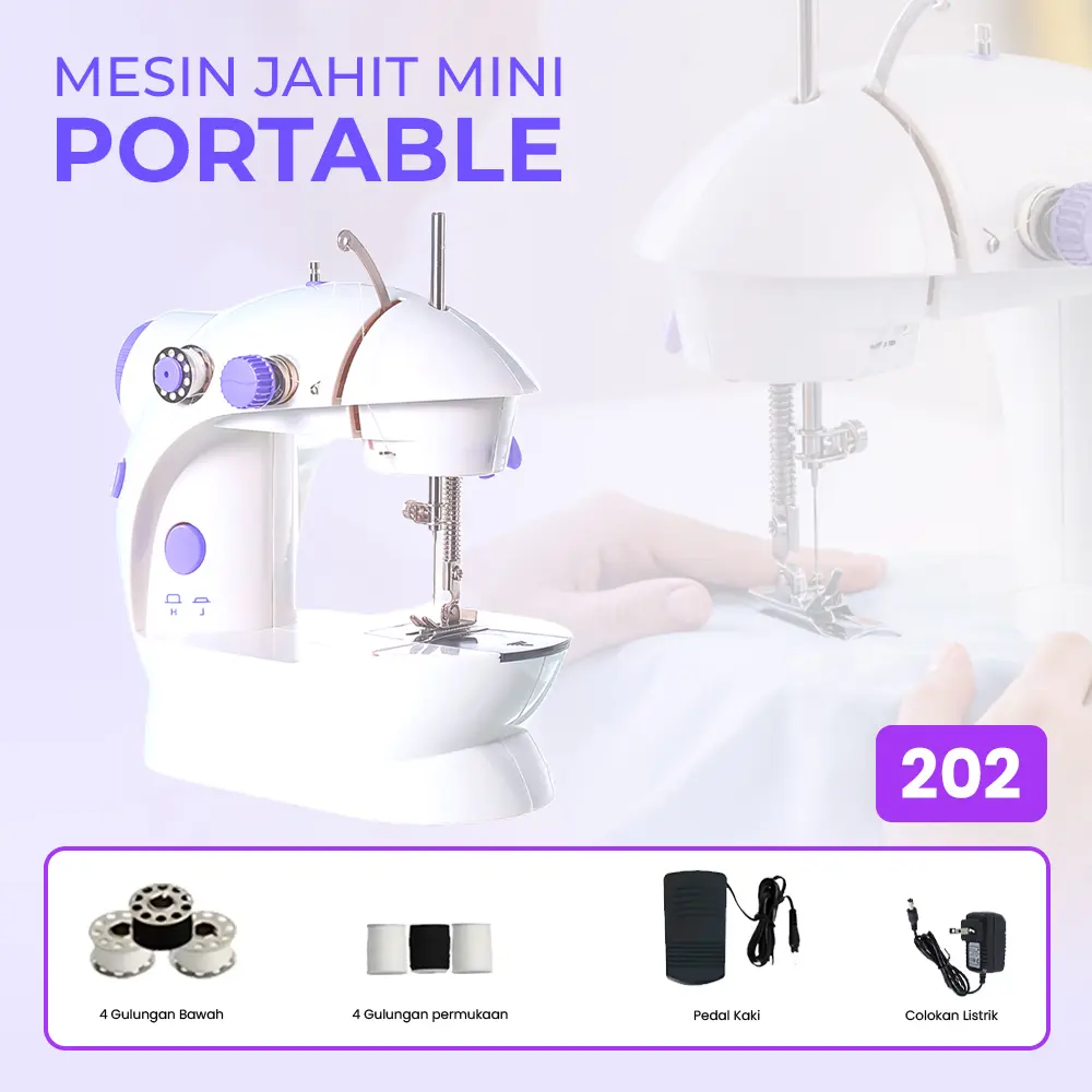 Mesin Jahit Mini portable 202 ada lampunya