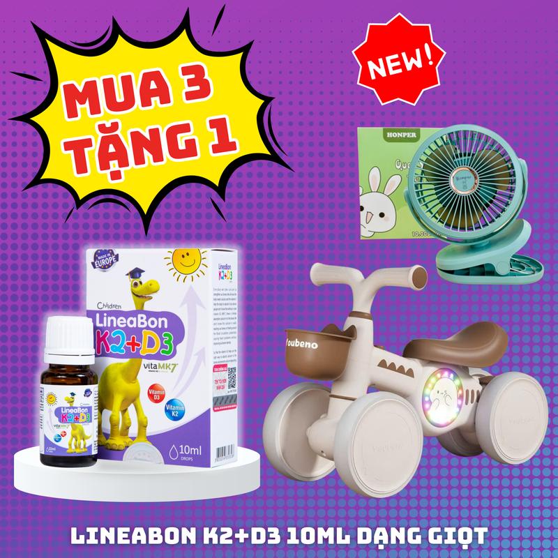 [QUÀ TẶNG HẤP DẪN] Mua 3 Lọ LineaBon vitamin D3 K2 10ml - Vitamin tăng chiều cao cho bé chính hãng
