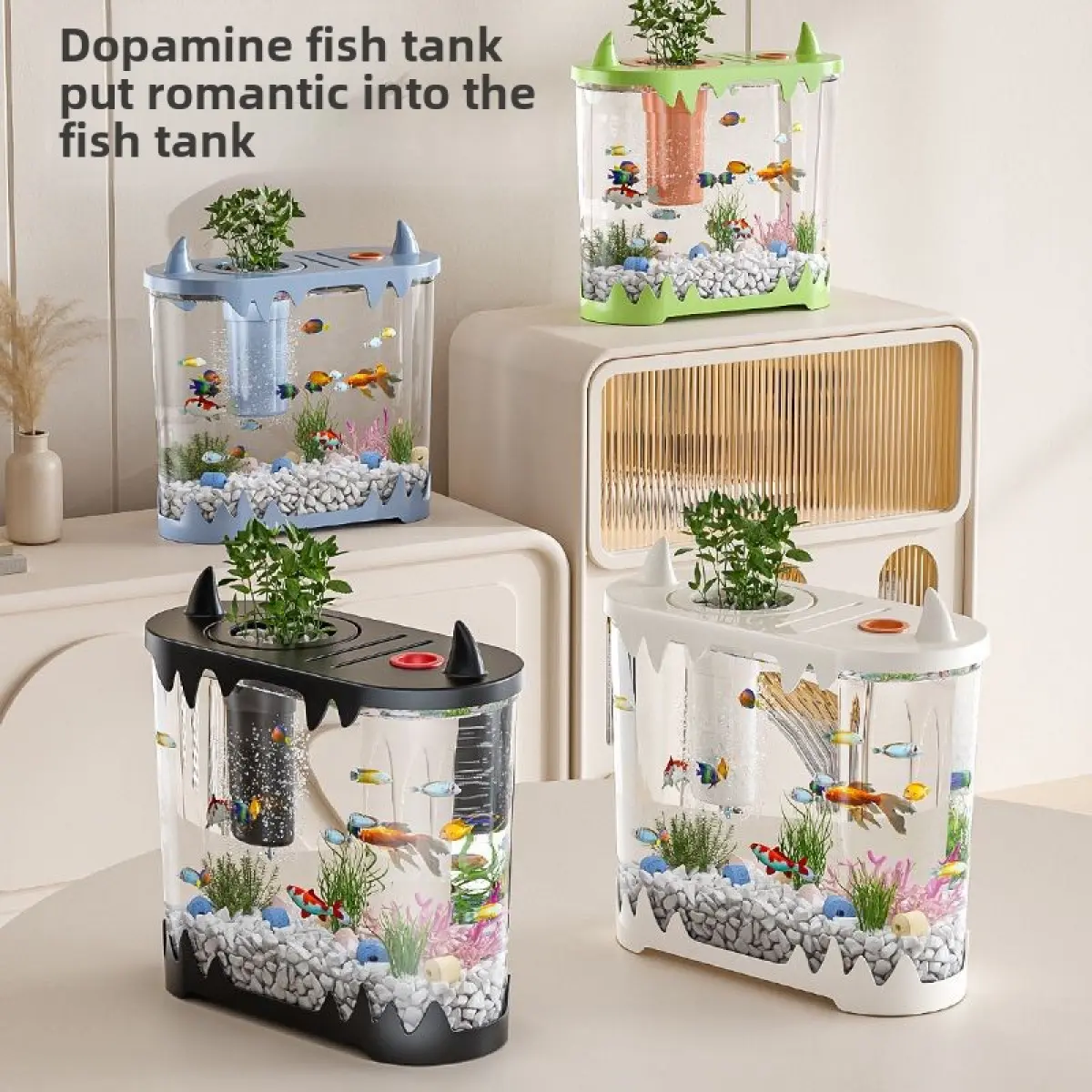 Fish Globe Household Small Ecological Fish Tank HD Transparent Plastic Covered Desk Oval Aquarium