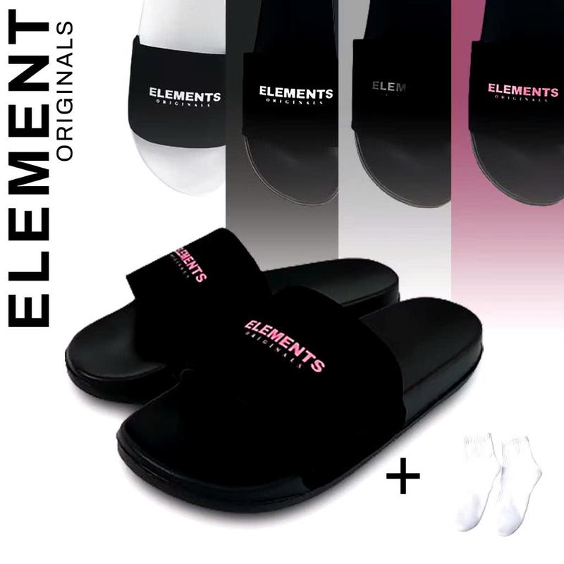 [TẶNG VỚ] Dép Quai Ngang ELEMENTS Unisex Nam Nữ [ CÓ BIG SIZE ] Kiểu Dáng Basic, Da Lộn Đế PU Màu Đen Trắng Slipper DéP Đế Bằng Jean