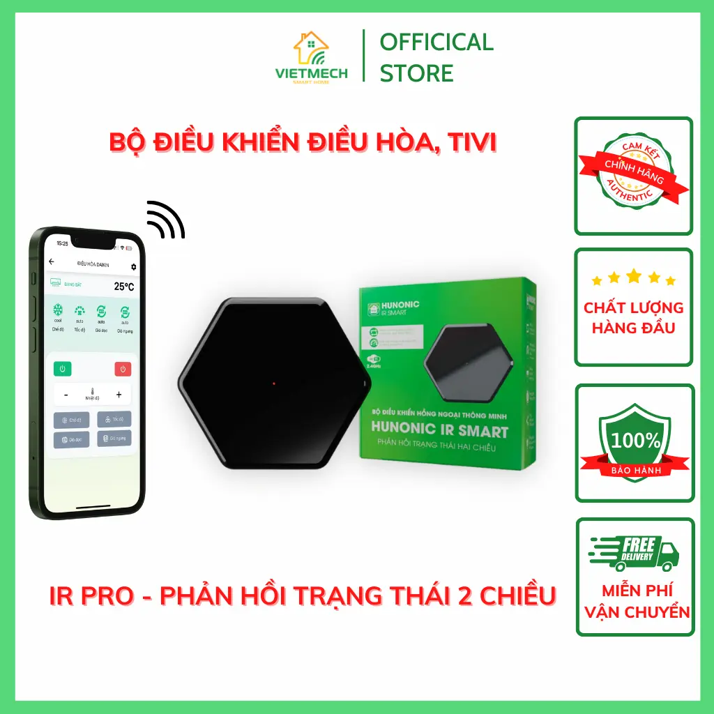 [Bản Pro có phản hồi trạng thái] Bộ điều khiển hồng ngoại IR Smart | Điều khiển điều hòa, tivi từ xa qua điện thoại