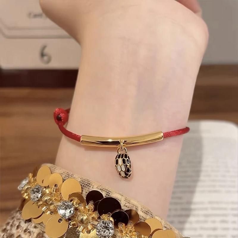 Red Snake Bracelet with 18K Gold Plating bangles with Snake Charm 1
