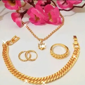 Set Aksesoris Xuping Motif Rantai Gelang Kalung Anting Cincin
