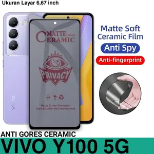Anti Gores Untuk Vivo Y100 5G Ceramic Matte Privacy Anti Spy Screen Guard