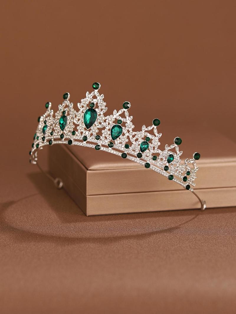 Product Introduction of Elegant Rhinestone Decorated Crown Tiara, Luxury Bridal Headwear for Wedding Birthday Party, Fashion Hair Accessories for Women 2