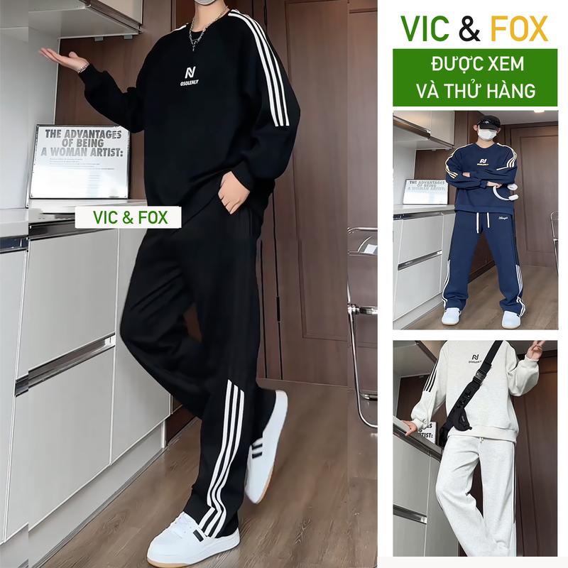 Bộ nỉ nam nữ big size tới 115kg | Bộ thu đông nam nữ chất nỉ 2 da cao cấp|  Bộ thể thao nam nữ thu dài tay Fox , quần ống suông | Đồ bộ nam nữ unisex Sport Chạy Bộ Cotton Tập Gym Top