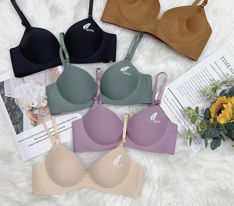 [Set 3 + tặng 1 quần su] Áo Lót Nữ Su Non Nguyên Khối Không Gọng Phối Lá Đệm Bàn Tay Nâng Đẩy 3 Phân Nữ Women