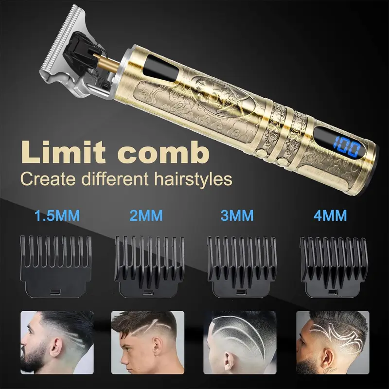 Electric Hair Clipper Set with Led Display, Cordless Hair Clipper & Limit Combs & Brush, Hair Styling Tools for Men, Cordless Trimmers 5