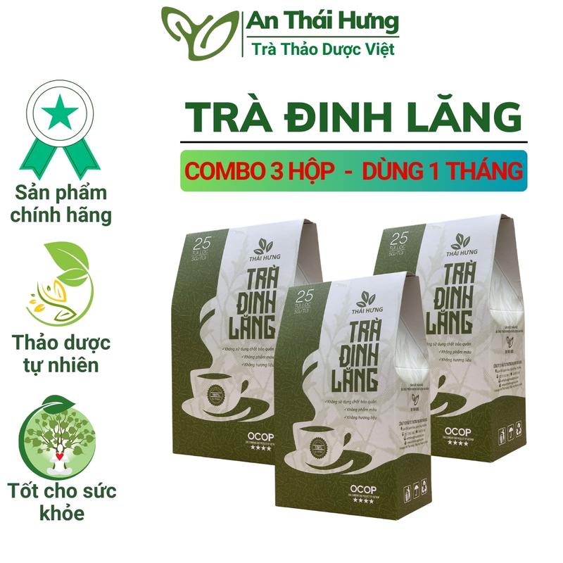 Combo 3 Hộp Trà Đinh Lăng Túi Lọc Thái Hưng - An Thần Ngủ Ngon ( dùng 1 tháng ) Nước Trà Tea Chè