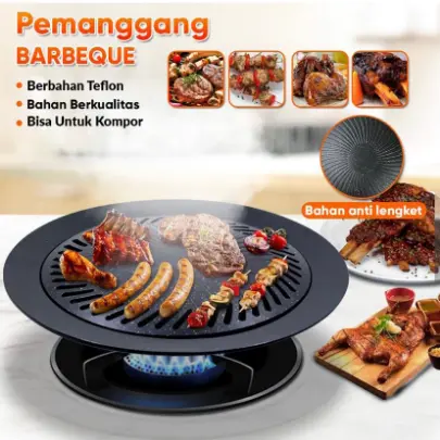 FREE KUAS MENTEGA - Panggangan BBQ Bulat / Alat Pemanggang Daging Ala Korea Smokeless Kompor