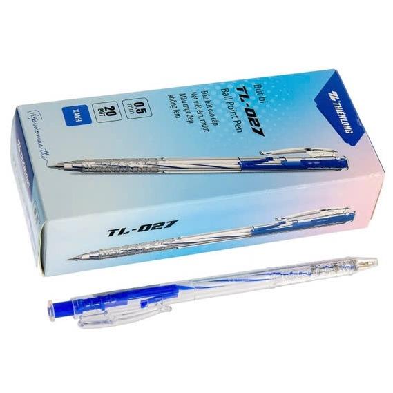 Hộp 20 Bút Bi Thiên Long TL 027 Nét Nhỏ 0.5mm Mực Xanh - Đỏ đồdùn g học tập