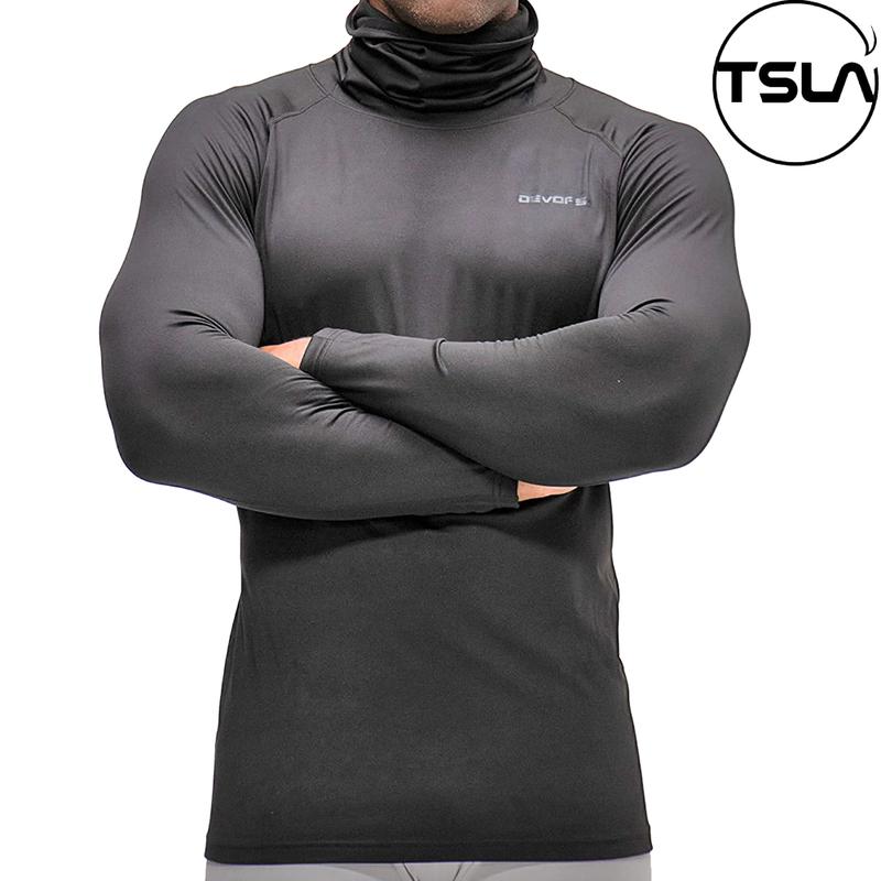 Áo giữ nhiệt nam LÓT LÔNG DEVOPS cổ lọ tay dài form ôm body tập gym work out chạy bộ đá bóng rổ mùa đông TSLA DET2022 Menswear Quần