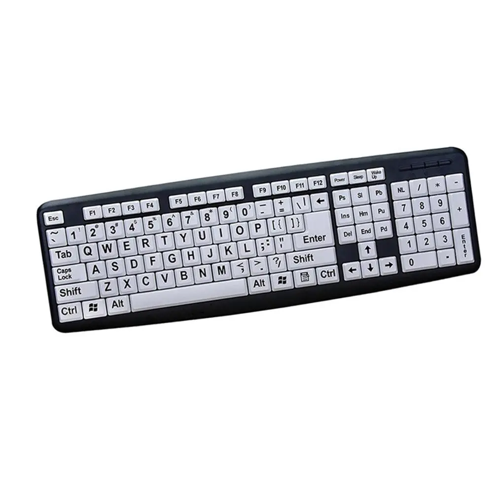 Large Print Computer Keyboard, Big Print Letter, with White Keys, High Contrast, Makes Type Easy, Full Size for Visual Assistance Senior