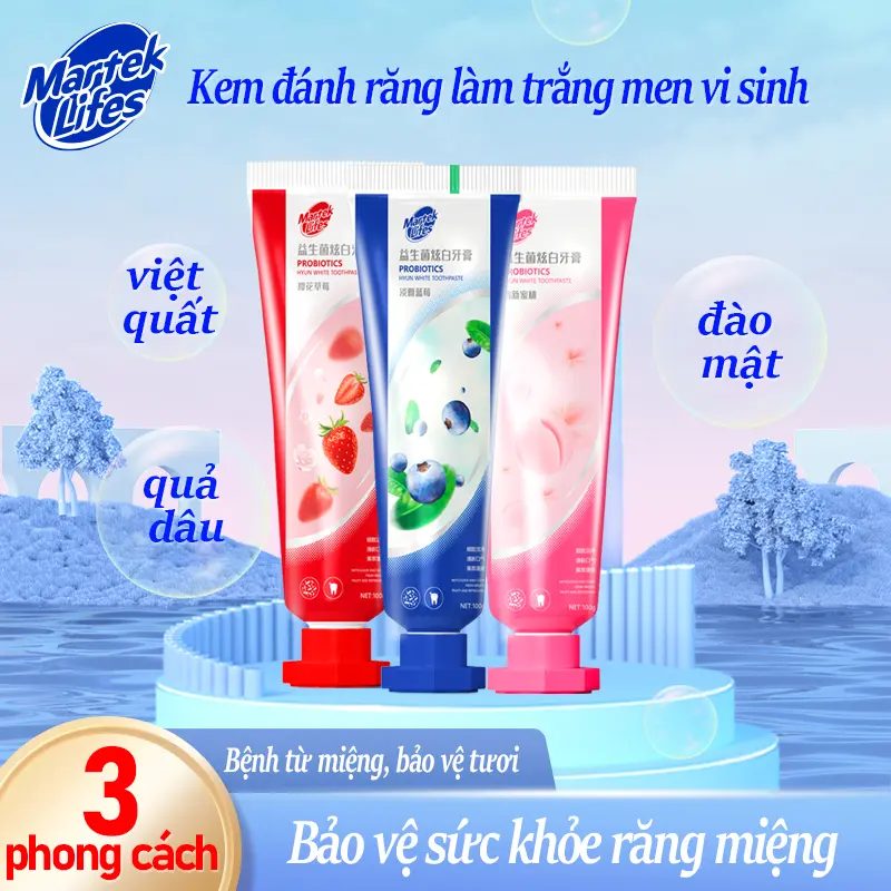 Marteklifes Kem Đánh Răng Trắng Răng Loại Bỏ Cao Răng Hơi Thở Thơm Mát Khử Mùi Hôi Miệng Giảm Mảng Bám Ố Vàng Bảo Vệ Nướu