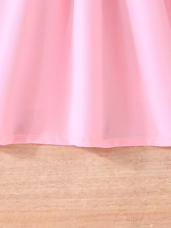 Girl's Colorblock Floral Embroidery Belted Sweater Dress, Elegant Casual Leaf Print Short Sleeve Dress for Summer, Kids Clothes for Daily Wear 5