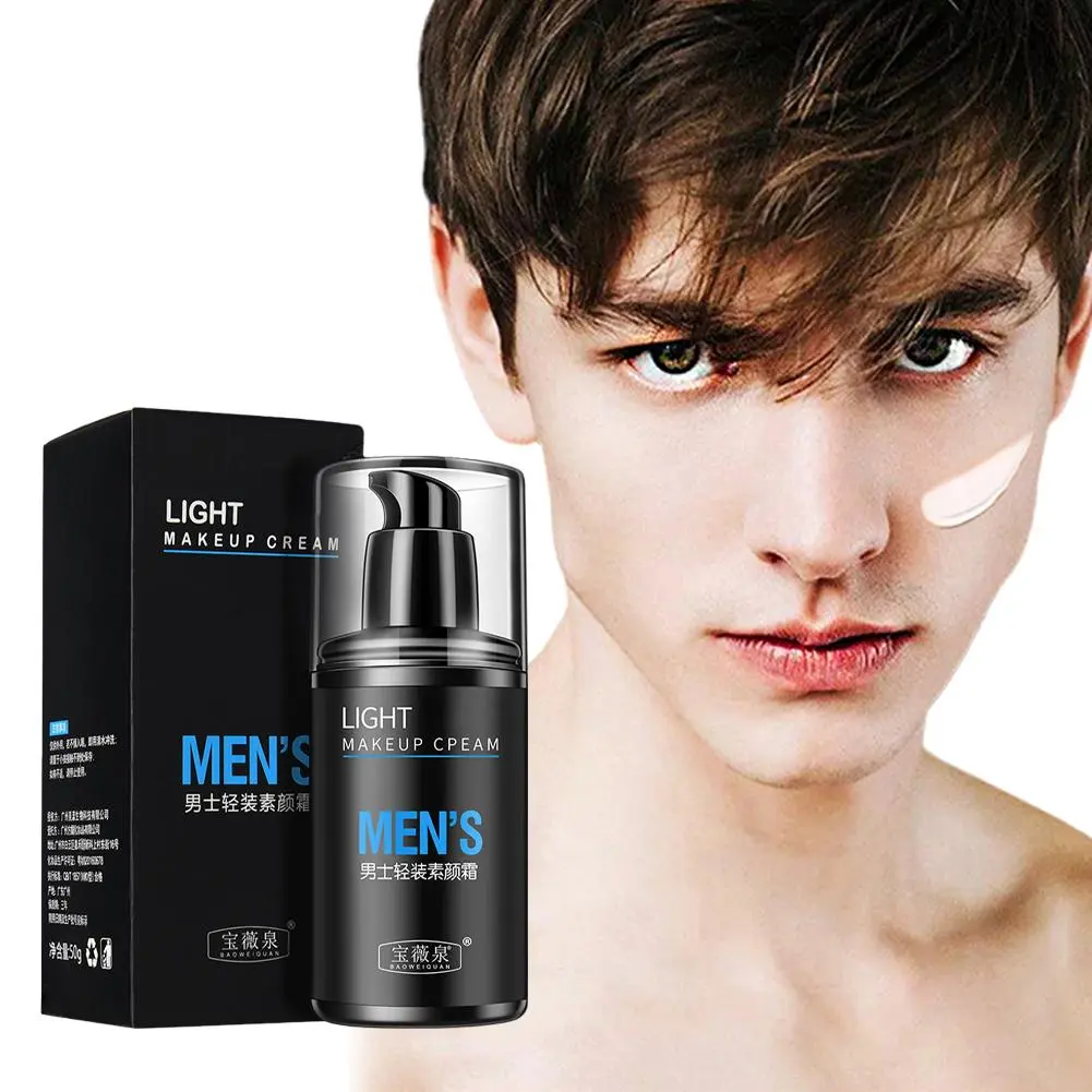 Men's Natural Makeup Cream Concealer Natural Color Lazy Waterproof Sweat-proof BB Acne Mark Moisturizing Isolation Cream Student