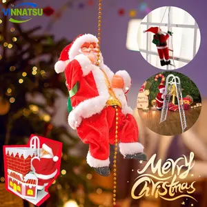Vinnatsu Christmas Mainan Santa Claus Yang Memanjat Tali Mainan Sinterklas Elektrik Dekorasi Natal Hadiah Natal Merry Christmas