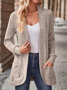 Cárdigan ligero para mujer Lune con bolsillos, textura acanalada para una prenda casual y moderna en otoño e invierno, estilo ajustado y cómodo