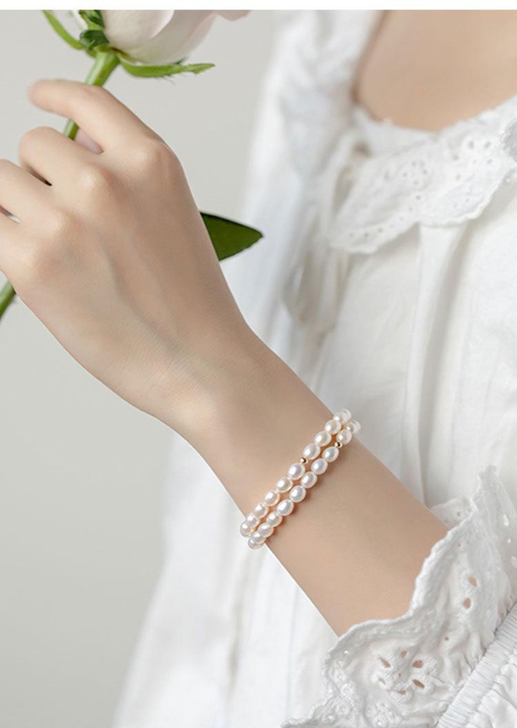 Product Introduction of Natural Freshwater Strong Light Small Rice-Shaped Beads Pearl Bracelet Female Stretch Retro Simple All-Match Niche Temperament Advanced Beaded 7