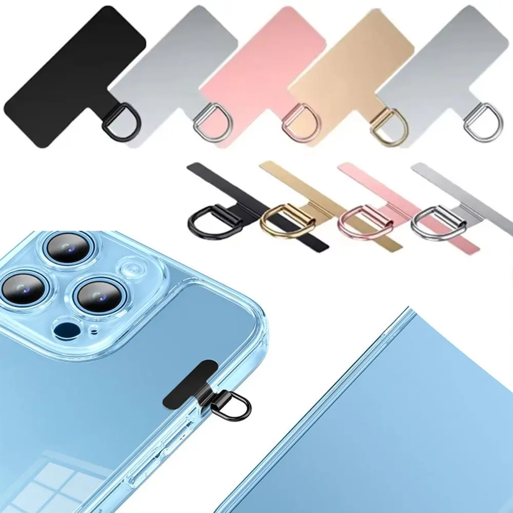 Durable Ultra-thin Phone Lanyard Tab Metal Double Buckle Gasket Phone Lanyard Clip Patch Snap Strap Anti-lost Mobile Phone Lanyard Patch for Mobile Phone