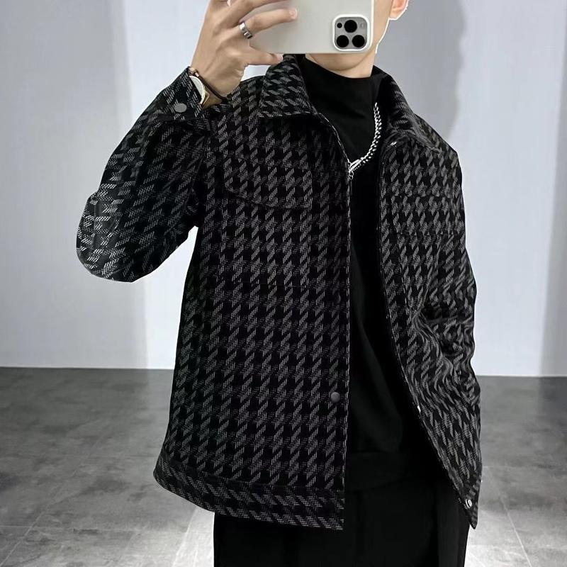 Áo khoác đặc biệt, Cao Cấp, dành cho nam giới, Thường Ngày, Họa Tiết Họa Tiết Răng Nanh Hợp Xu hướng, Áo khoác nóng, Bộ sưu tập mới mùa Mùa Xuân Menswear 2