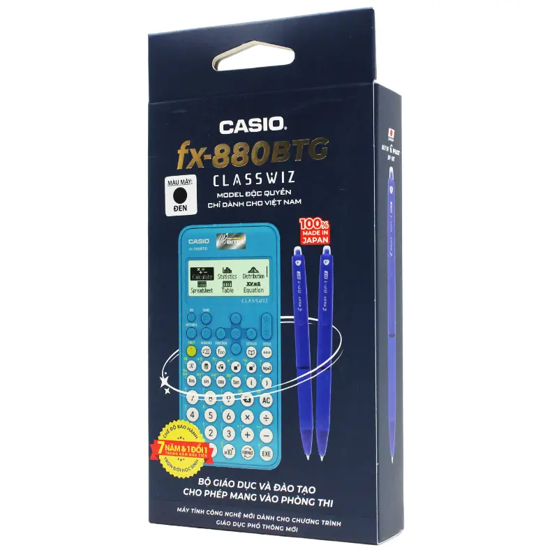 [Chính Hãng] Bộ Máy Tính CASIO FX-880BTG - Màu Đen + 2 Bút Bi Pilot BP-1RT - Mực Xanh 1