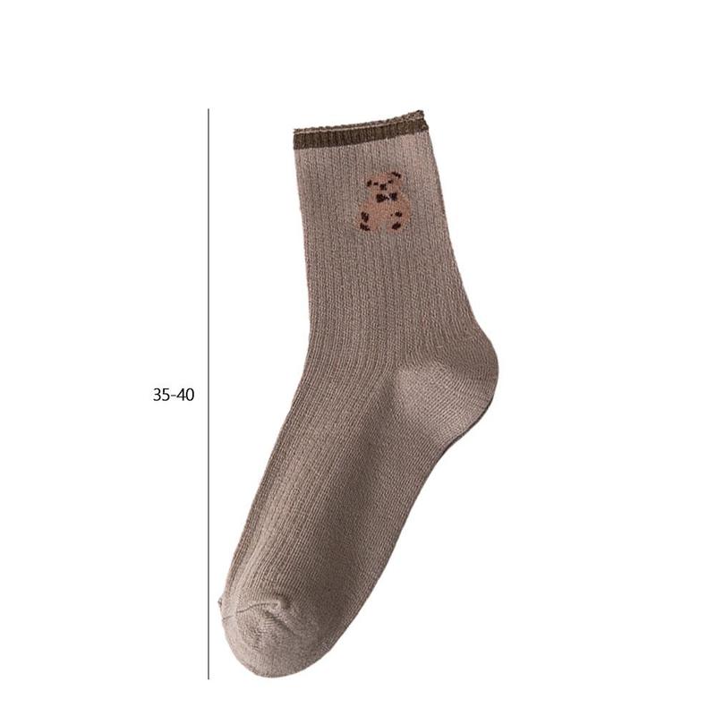 Product Introduction of SS24 1 Pair Cartoon Cute Bear Theme Cotton Socks Kawaii Woman Middle Socks New Tube Print Socks O6V0 0