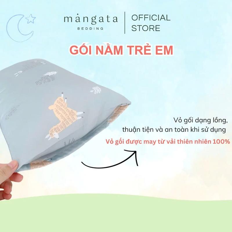 [Quà Tặng] 1 Vỏ gối nằm trẻ em size 35x50cm Mangata Bedding có ruột gối chất liệu thiên nhiên mềm mại êm ái đi học mầm non 2