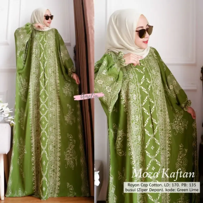 SAFIRATEX - Kaftan Long Dress Jumbo Daily Busui Motif Cap Bahan Rayon Gamis Jumbo premium 3