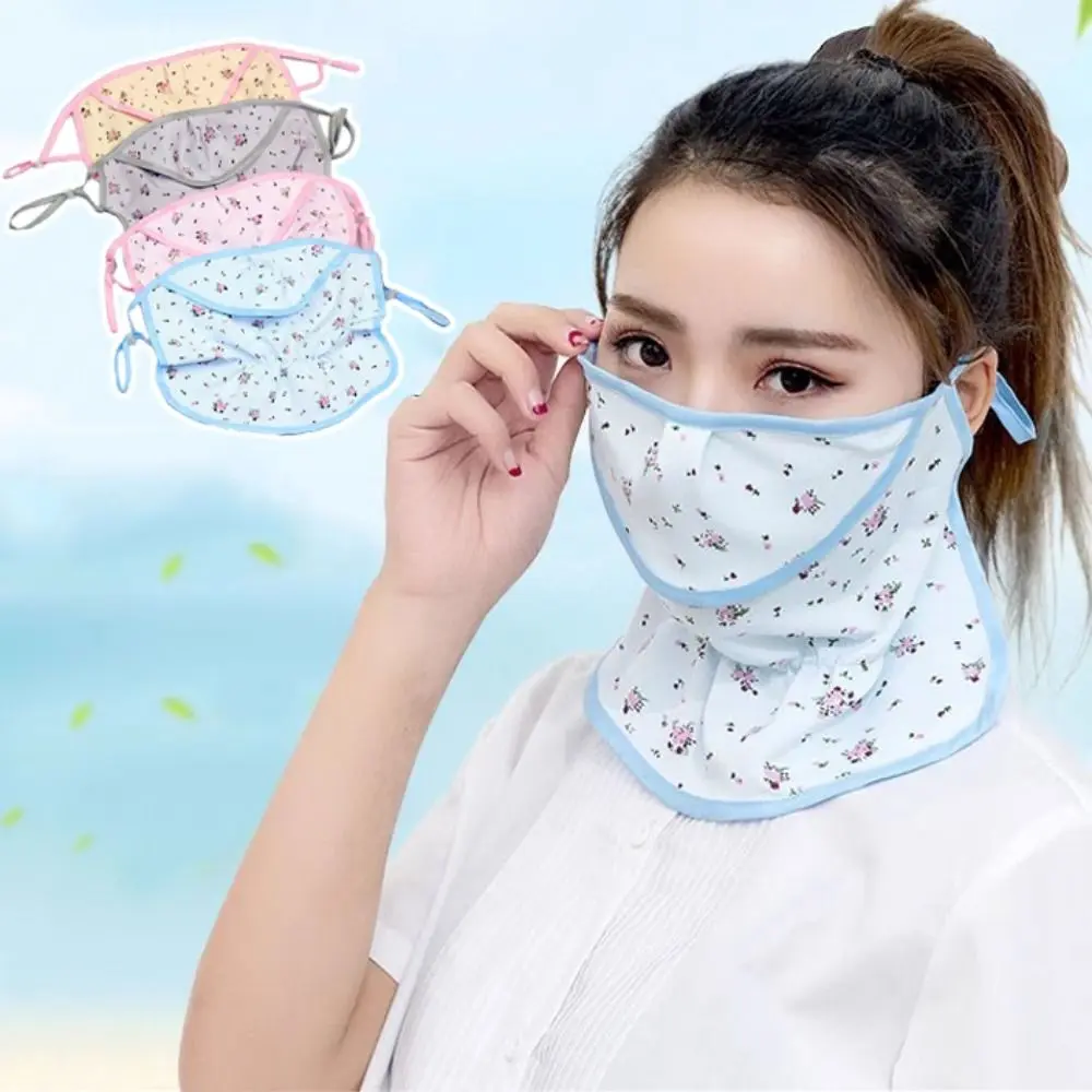 Mạng Che Mặt Chống Nắng Hoa, Thời Trang, Chống Tia UV, Có Vạt Cổ, Mặt Nạ Lụa Lạnh Mùa Hè, Thích Hợp Cho Các Hoạt Động Ngoài Trời, Chống Nắng Gini, Mạng Che Mặt Lái Xe, Dành Cho Phụ Nữ Và Trẻ Em Gái
