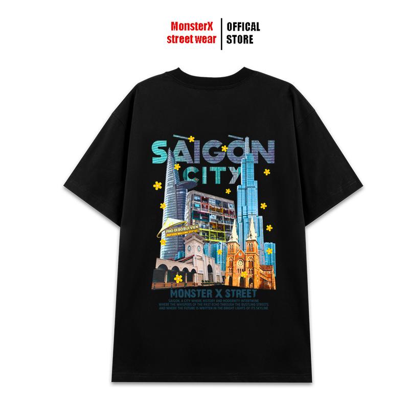 Áo thun form rộng Sài Gòn Tower unisex MONSTER X STREET phông tay lỡ nam nữ Local Brand
