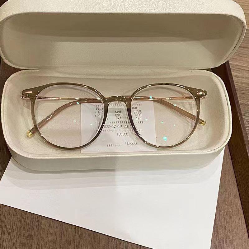 Kính Mắt Không Trang Điểm Siêu Nhẹ Phong Cách Hàn Quốc Cho Phụ Nữ Khung Oval Chống Ánh Sáng Xanh Cá Tính Thời Trang Mới Thiết Kế Tiên Tiến Mùa Hè 2025