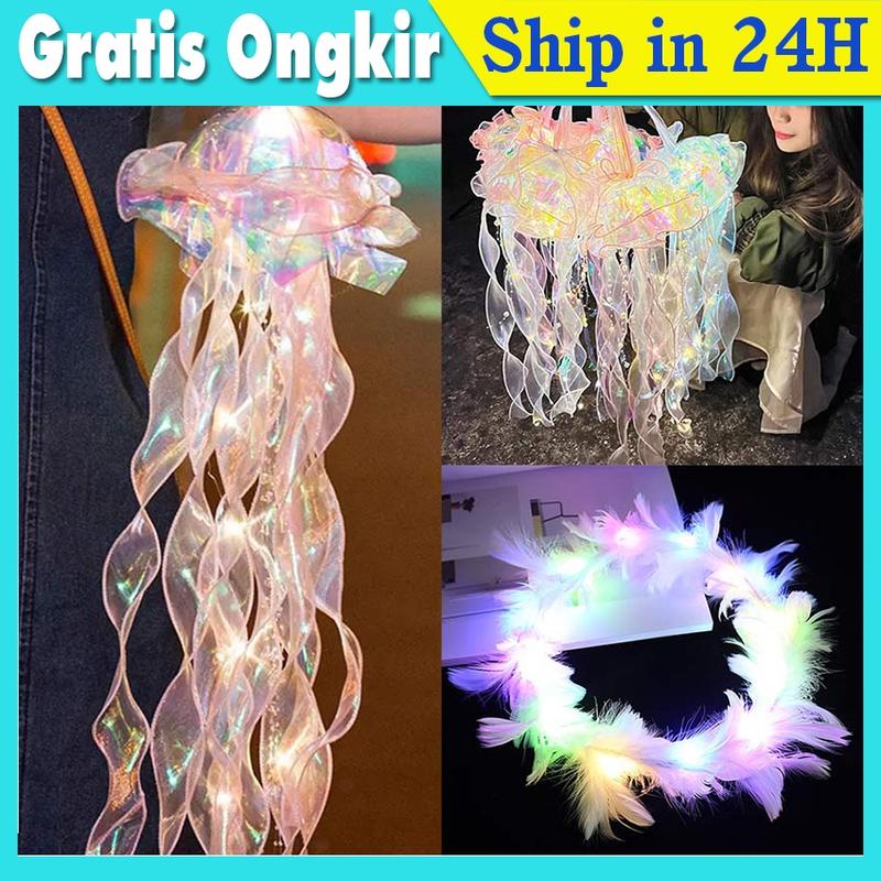 Lampu Ubur-Ubur Portable Mermaid Dekorasi Pesta DIY Hanging Jellyfish Lantern Little Mermaid Sea Party 0