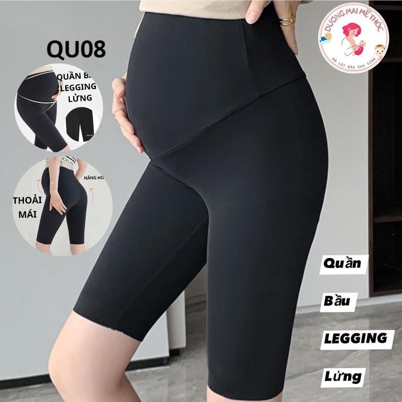 Quần LEGGING BẦU LỬNG Đáp Bụng Có Chun Điều Chỉnh Chất Thun Lạnh Có Giãn 4 Chiều Mềm Mát Váy Bầu Đầm Bầu
