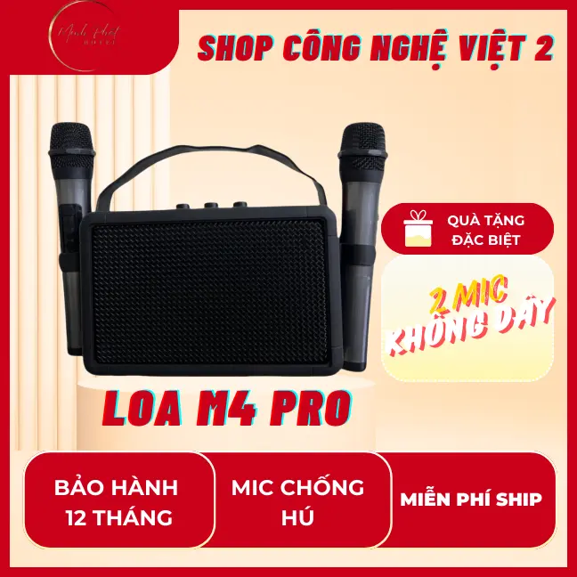 Loa Karaoke Bluetooth M4 pro, tặng kèm 2 mic không dây Bass Mạnh Âm Thanh Lớn Bluetooth 5.2 Thế Hệ Mới,Dễ Sử Dụng Củ Loa Nghe Nhạc Kem
