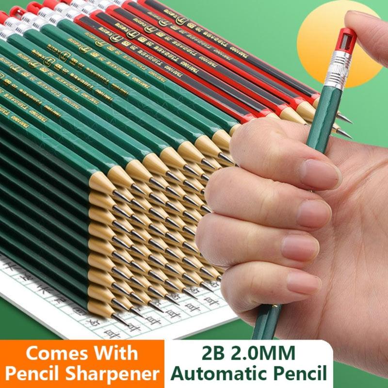 Product Introduction of whatter Anti-slip 2.0MM 2B Automatic Pencil Comes With Sharpener Sketch Drawing Writing Tool Movable Pencil Stationery Press Type Sketch Pencil Sketch Comics Design 16