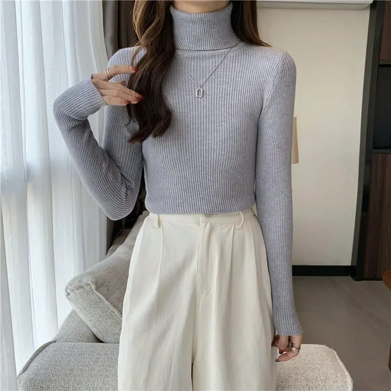 Áo len tăm cổ lọ 7cm dài tay dáng ôm body giữ nhiệt co dãn cho nữ Women áo  len áo  len Top Nhung 4